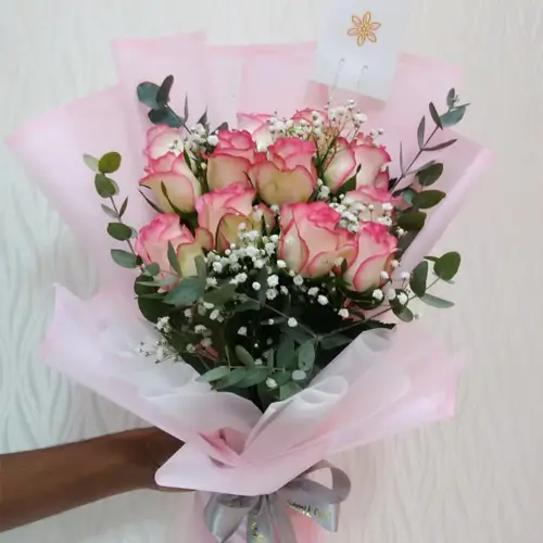 Pink Rose Hand Bouquet