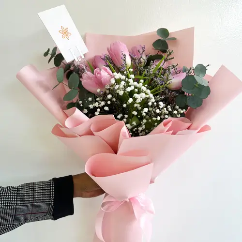 Pink Tulip Hand Bouquet
