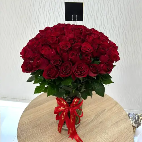 Pretty Red Rose in Glass Vase