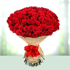 100 Red Rose Hand Tied Bouquet