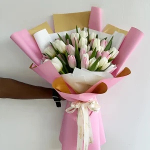 Pink and White Tulip Bouquet