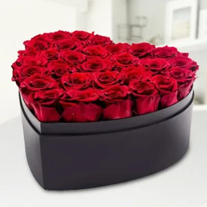 Black Heart Box with Red Rose